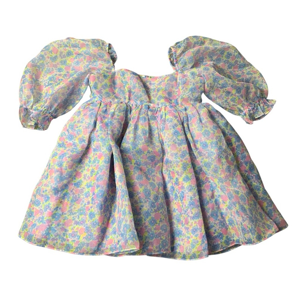 Selkie size medium new Bon Bon puff Floral mini Dress pink purple baby girl phot - Picture 2 of 11